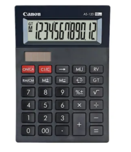 Calculator de birou CANON, AS-120 II, ecran 12 digiti, alimentare solara si baterie, negru, „4722C003AA” (include TV 0.18lei)