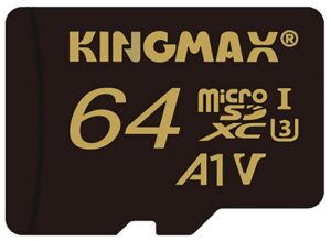 CARD MicroSD KINGMAX, 64 GB, MicroSDHC, clasa 10, standard UHS-I U3, „KM64GMCSDUHSPM1A” (include TV 0.03 lei)