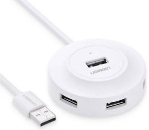 HUB extern Ugreen, „CR106” porturi USB: USB 2.0 x 4, conectare prin USB 2.0, LED, lungime 1m, alb, „20270” (include TV 0.8lei) – 6957303822706