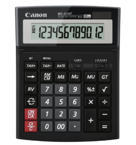 Calculator de birou CANON, WS-1210THB, ecran 12 digiti, alimentare solara si baterie, display LCD, functie business, tax si conversie moneda, negru, „BE0694B002AA” (include TV 0.18lei)