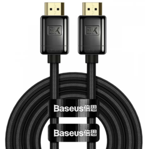 CABLU video Baseus High Definition, HDMI (T) la HDMI (T), rezolutie maxima 8K UHD (7680 x 4320) la 60 Hz, conectori auriti, aliaj zinc braided, 1m, negru „WKGQ000001”