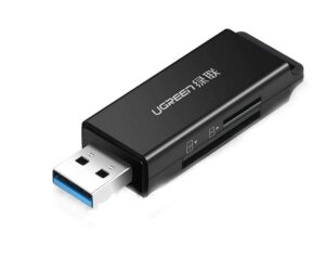 CARD READER extern Ugreen, „CM104” interfata USB 3.0, citeste/scrie: SD, microSD viteza pana la 480Mbps, suporta carduri maxim 2 TB, plastic, black „40752” (include TV 0.03 lei) – 6957303803637