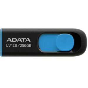MEMORIE USB 3.2 ADATA 256GB, retractabila, carcasa plastic, negru / albastru, „AUV128-256G-RBE” (include TV 0.03 lei)