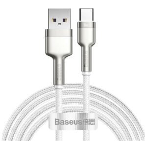 CABLU alimentare si date Baseus Cafule Metal, Fast Charging Data Cable pt. smartphone, USB la USB Type-C 66W, 2m, alb „CAKF000202”