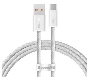 CABLU alimentare si date Baseus Dynamic, Fast Charging Data Cable pt. smartphone, USB la USB Type-C 100W, brodat, 2m, alb „CALD000702”