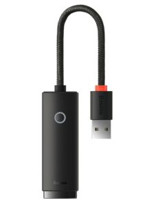 ADAPTOR RETEA Baseus Lite, USB 2.0 to RJ-45 10/100 Mbps Adapter, LED, negru „WKQX000001” (include TV 0.18lei) – 6932172606022