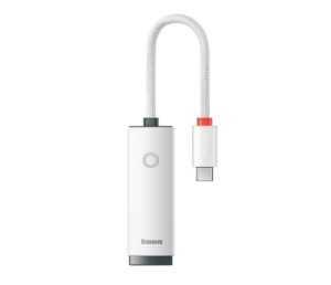 ADAPTOR RETEA Baseus Lite, USB Type-C to RJ-45 10/100 Mbps Adapter, LED, alb „WKQX000202” (include TV 0.18lei) – 6932172606091