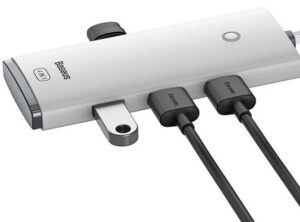HUB extern Baseus Lite, porturi USB: USB 3.0 x 4, conectare prin USB 3.0, lungime 2m, alb „WKQX030202” (include TV 0.8lei) – 6932172606237