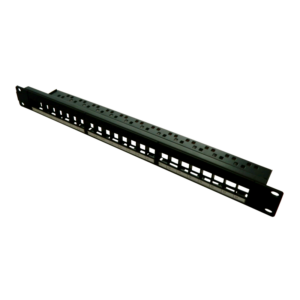 Patch panel 24 porturi, 1U, neechipat, suport de cabluri integrat, black – EMTEX, „EMT-PP24-BLANK”