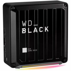 Dock WD Black D50 Game Dock NVMe SSD 1TB, 2x Thunderbolt 3, 1x DisplayPort 1.4, 2x USB-C 10Gb/s, 3x USB-A 10Gb/s, Audio In/Out, Gigabit Ethernet, RGB lighting, Black „WDBA3U0010BBK-EESN” (include TV 0.18lei)