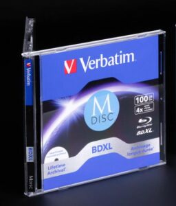 BD-R XL VERBATIM 100GB, viteza 4x, 1 buc, Jewel case, printabil, „MDISC Lifetime archival” „43834”