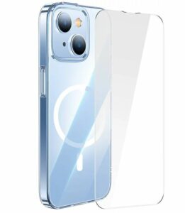 HUSA SMARTPHONE Baseus Crystal Series Magnetic Case, pentru Iphone 14, contine 1 x folie sticla display, material silicon, transparent „ARJC000002” – 6932172615024