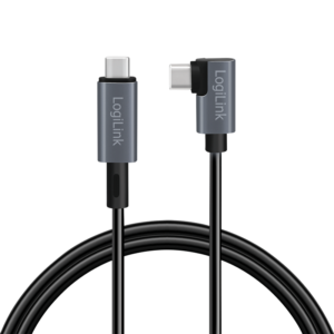 CABLU alimentare si date LOGILINK, pt. smartphone, USB 2.0, USB Type-C (T) la USB Type-C (T) la 90 grade, 2m, PD 100W, 2 x ecranat, plastic, negru, „CU0183” (include TV 0.06 lei)