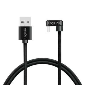 CABLU alimentare si date LOGILINK, pt. smartphone, USB 2.0, USB Type-C (T) la USB-A (T) la 180 grade, 2m, 2 x ecranat, aluminiu, negru, „CU0193” (include TV 0.06 lei)