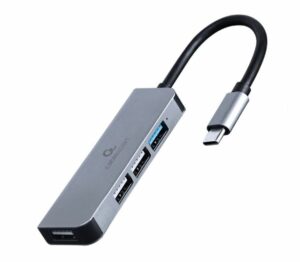 HUB extern GEMBIRD, porturi USB: USB 3.1 x 1, USB 2.0 x 3, conectare prin USB Type-C, argintiu, „UHB-CM-U3P1U2P3-01” (include TV 0.8lei)