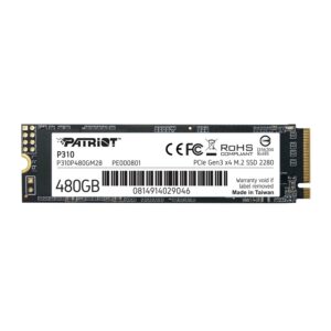 SSD PATRIOT, P310, 480 GB, M.2, PCIe Gen3.0 x4, R/W: 1700/1500 MB/s, „P310P480GM28”