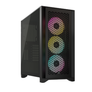 CARCASA Corsair iCUE 4000D RGB AIRFLOW Mid-Tower Case, Black – 3x AF120 RGB ELITE Fans – iCUE Lighting Node PRO Controller – High-airflow Design „CC-9011240-WW”